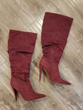 ❄️3/$30 Maya Burgundy Over-the-Knee Slouchy Pointed Stiletto Boots